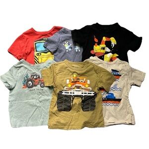 Toddler Boy Top Lot Short Sleeve Shirts Size 3T Trucks Construction Bluey